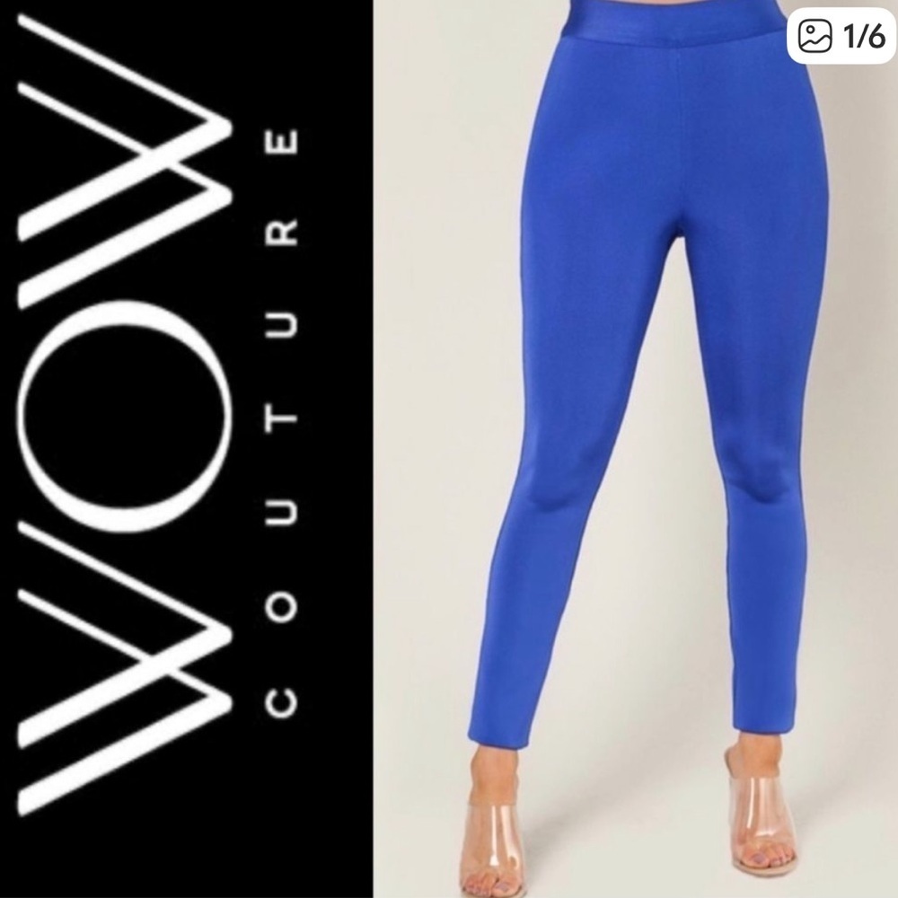 WOW Couture Royal Blue Stretch Yoga Pants | Flare Leg | Size Large - Picture 3 of 5